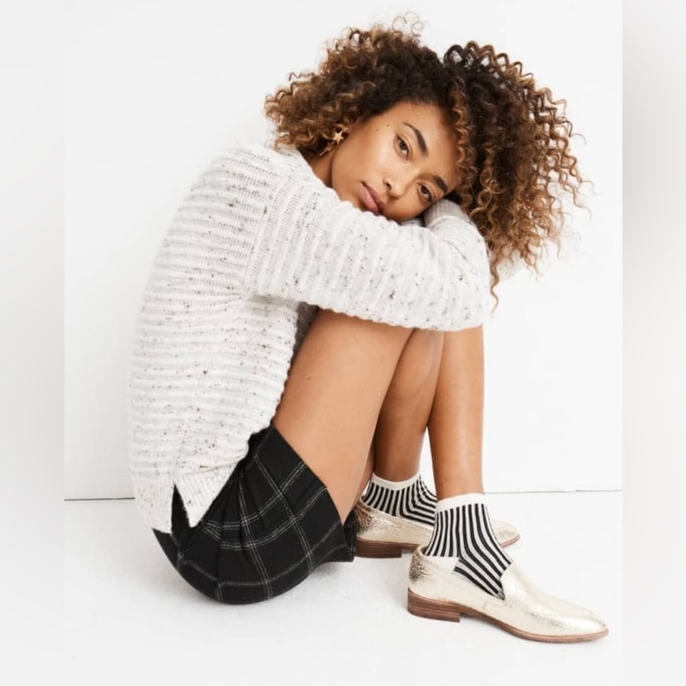Madewell Belmont mock neck rib knit ottoman stitch sweater in oatmeal color - Picture 6 of 12